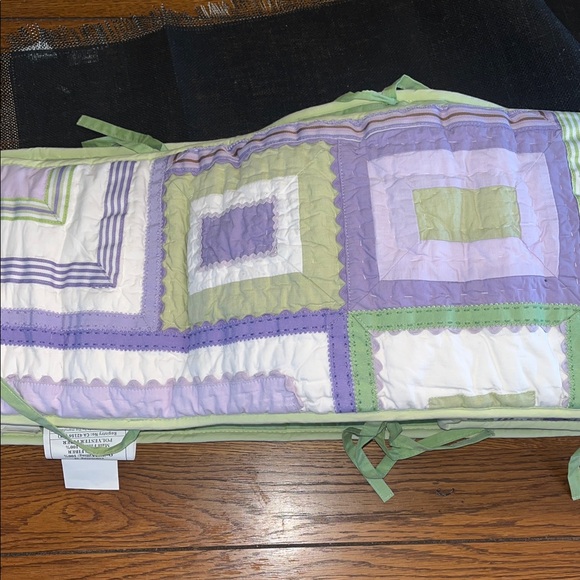 NEW Pottery Barn Kids Katie Patchwork Bumper Crib Purple Green White Baby Girl - Picture 6 of 10